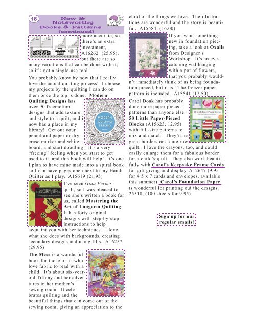 Erica's Craft & Sewing Center Online Newsletter April-June 2012