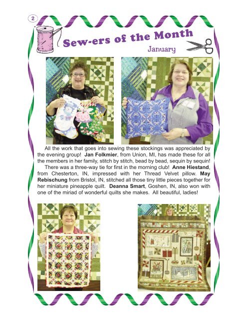 Erica's Craft & Sewing Center Online Newsletter April-June 2012