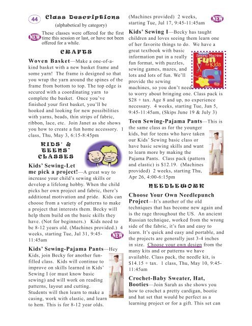 Erica's Craft & Sewing Center Online Newsletter April-June 2012