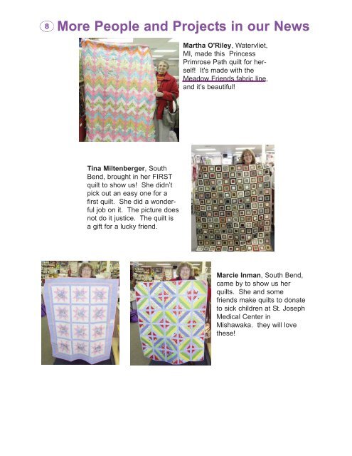 Erica's Craft & Sewing Center Online Newsletter April-June 2012