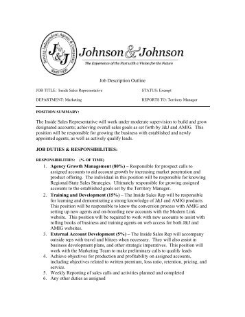 duties sales representative