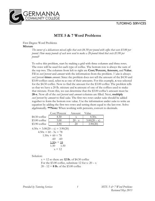MTE 5 and 7 Word Problems