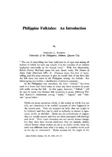 Philippine Folktales: An Introduction - Philippine Culture