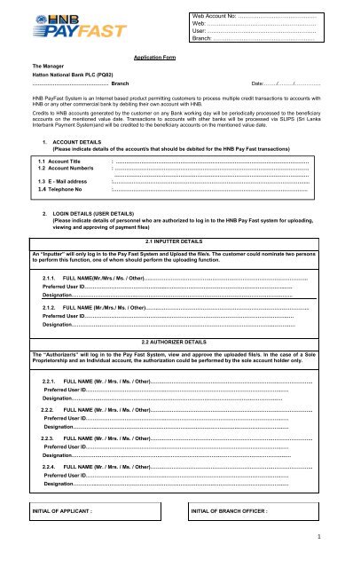 Payfast Application Hatton National Bank