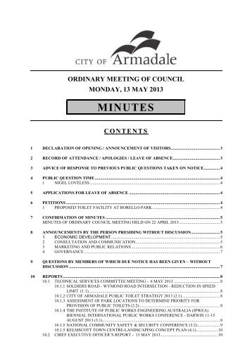 Minutes of Ordinary Council Meeting - 13 May 2013 - City of Armadale