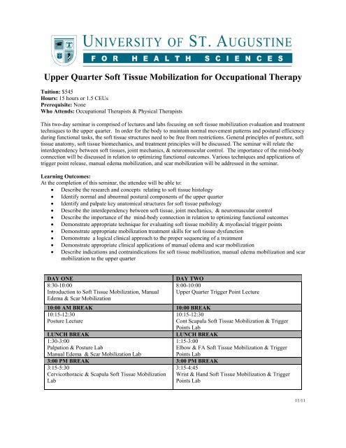 Upper Quarter Soft Tissue Mobilization for Occupational Therapy