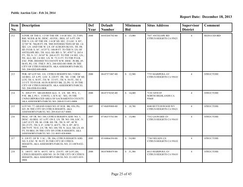 Auction List - Finance - Sacramento County