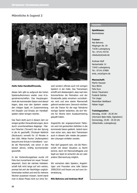 handball aktuell - bei der SG Ludwigsburg/Eglosheim - SKV ...