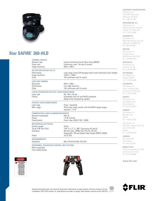 Star SAfIre® 260-HLd - FLIR.com - FLIR Systems