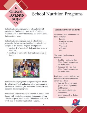 School Nutrition Programs - National Food Service Management ...