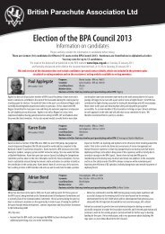 Election of the BPA Council 2013 - British Parachute Association