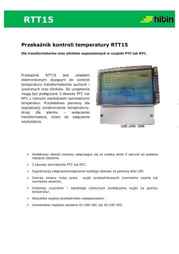 PrzekaÅºnik kontroli temperatury RTT15 - Hitin Sp. z o.o.