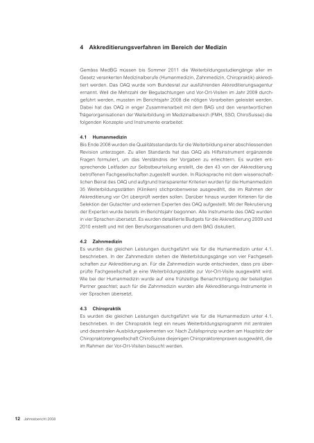 Jahresbericht 2008 - OAQ Organ fÃ¼r Akkreditierung und ...