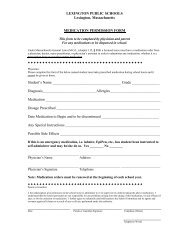 Medications Permission Form - Lexington Public Schools