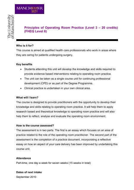 Principles Of Operating Room Practice The University Of