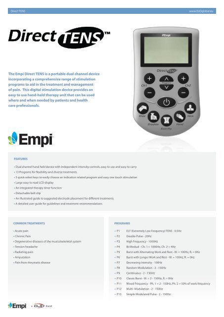 The Empi Direct TENS is a portable dual channel device ... - Teida