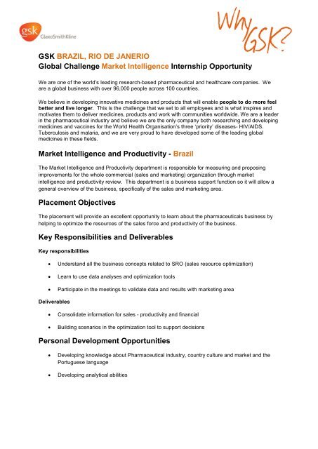 GSK market intelligence internship job description (PDF - 87KB)