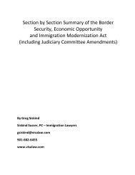 Section by Section Summary of the Border Security ... - Siskind, Susser