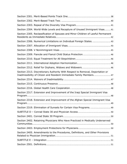 Section by Section Summary of the Border Security ... - Siskind, Susser