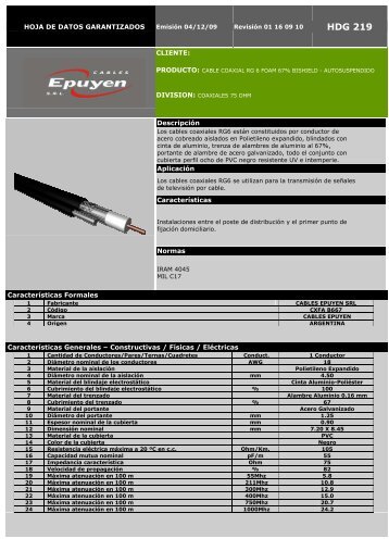 HDG-219- Coaxial RG6 - Cables Epuyen SRL