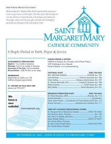 A People United in Faith, Prayer & Service - St Margaret Mary Parish