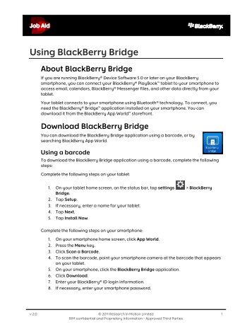 Connect your tablet and smartphone using BlackBerry Bridge