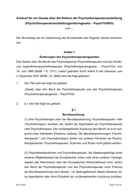 20110106 BPtK gesetzentwurf psychtharg.pdf, Seiten 1-16