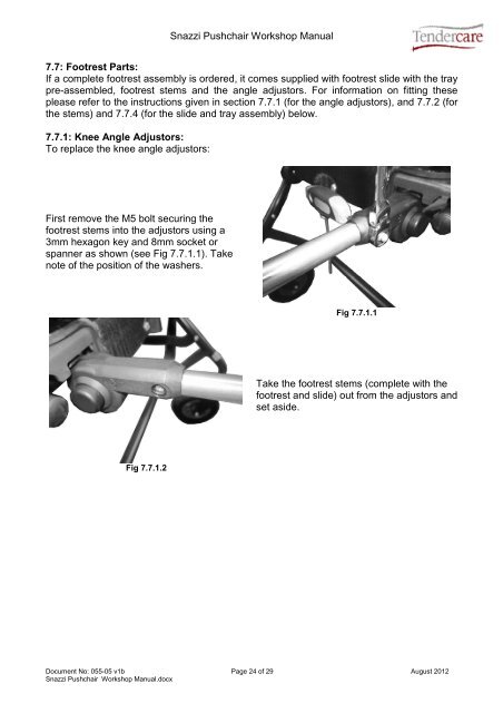 snazzi pushchair workshop manual - Tendercare Ltd