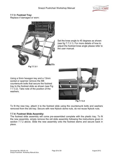 snazzi pushchair workshop manual - Tendercare Ltd