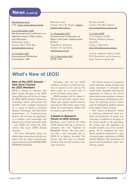 LASERS & ELECTRO-OPTICS SOCIETY NEWS - IEEE Photonics ...
