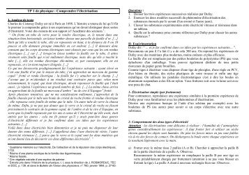 TP 1 de physique : Comprendre l'électrisation