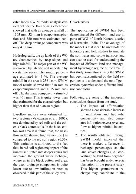 Estimation of Groundwater Recharge under various land ... - RMZ