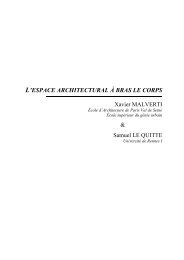 L'ESPACE ARCHITECTURAL Ã BRAS LE CORPS