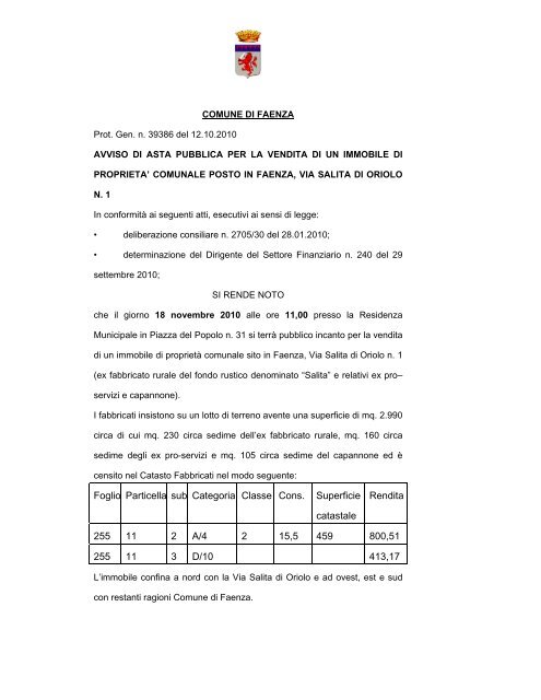 Foglio Particella sub Categoria Classe Cons. Superficie catastale ...