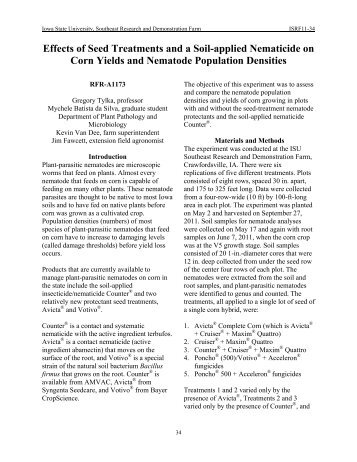 Effects of Seed Treatments and a Soil-applied Nematicide on Corn ...