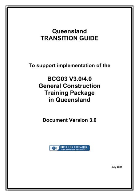 BCG03 General Construction Training Package Transition Guide