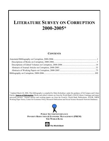 literature survey on corruption 2000-2005* contents - World Bank