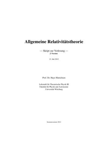 Relativitätstheorie - Fakultät für Physik und Astronomie - Universität ...