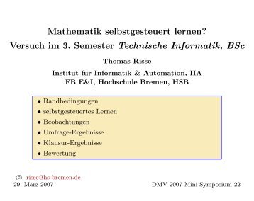 Mathematik selbstgesteuert lernen? - Weblearn.hs-bremen.de ...