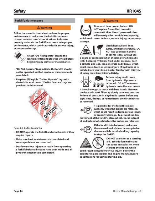 XR1045 Operation Manual - Xtreme Manufacturing