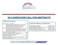 2012 AADR/CADR CALL FOR ABSTRACTS - IADR/AADR