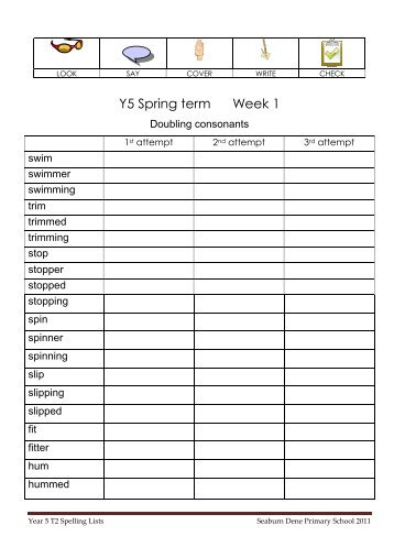 to see the Y5 Spring term spelling lists - Seaburn Dene Primary School