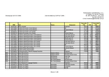 ObowiÄzuje od 01.01.2006 Cennik detaliczny CUP ELT ... - LektorKlett