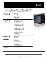 Camera Compatibility for Leaf Aptus-II - Specular