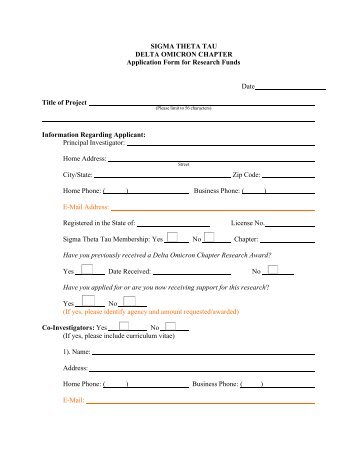 Application Form for Research Funds