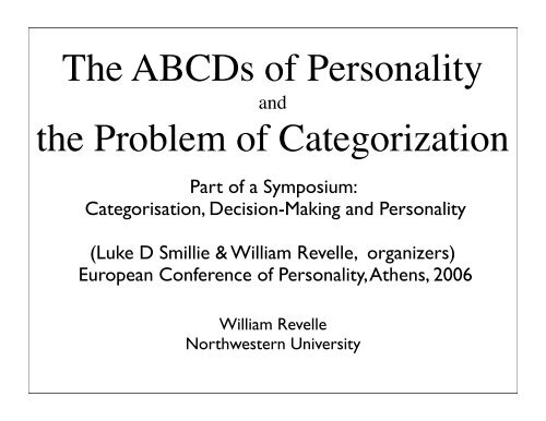 The ABCDs of Personality - The Personality Project