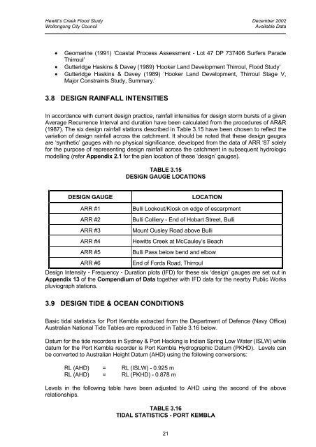 Report 001 rev P2a Sandon Point Flood Study Climate ... - Stockland