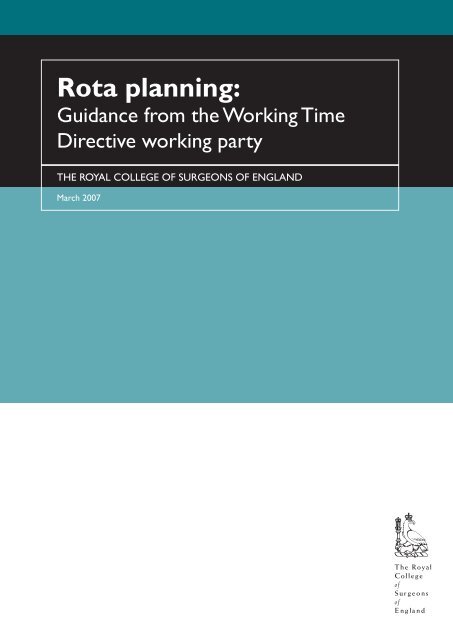 rota planning.pdf - The Royal College of Surgeons of England