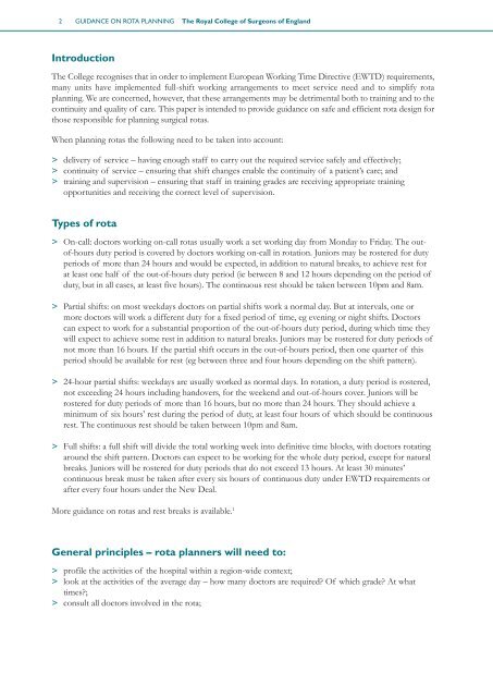 rota planning.pdf - The Royal College of Surgeons of England