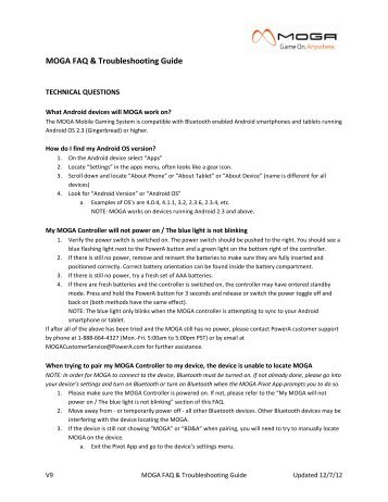MOGA FAQ & Troubleshooting Guide - Bdasites